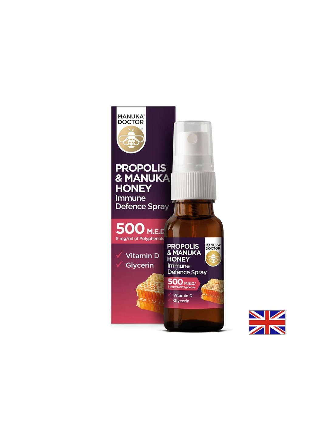 Propolis & Manuka Honey Immune Defense Spray / Oral spray for immune defense with propolis and manuka honey 500 MED, 20 ml - Nutra Best Europe
