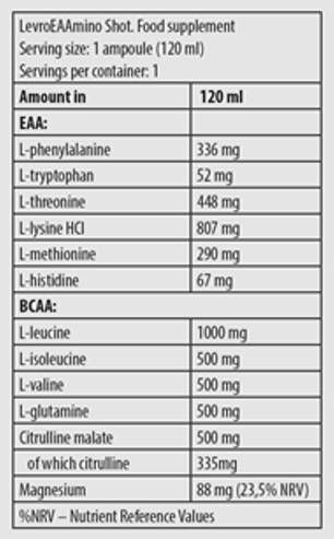Levro EAAmino Shot | Essential Amino Acids - 120 ml - Nutra Best Europe