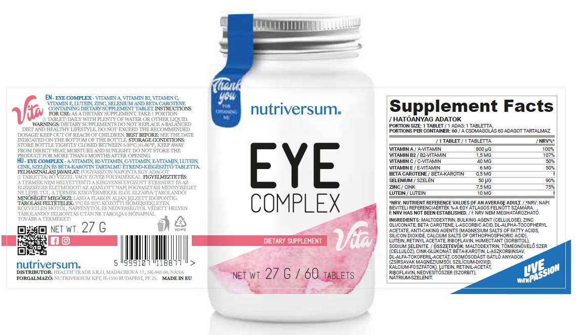 Eye Complex 60 Tablets - Nutra Best Europe