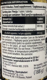 Gold Tribulus 500 mg - 90 Tablets - Nutra Best Europe