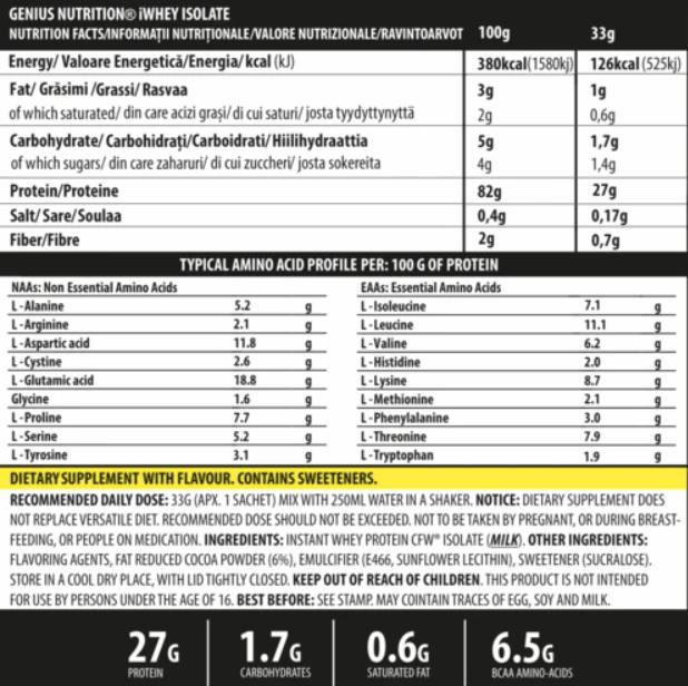 iWhey Isolate - 33 grams - Nutra Best Europe