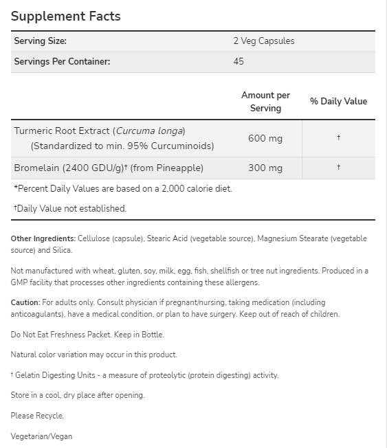 Turmeric & Bromelain - 90 capsules - Nutra Best Europe
