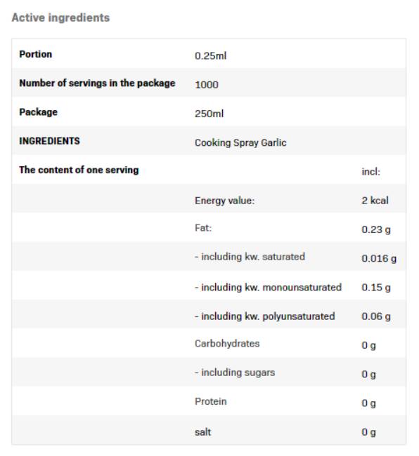 Cooking Spray - Garlic Oil - 250 ml - Nutra Best Europe