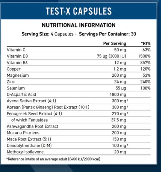 Test X | Testosterone Support 120 capsules - Nutra Best Europe