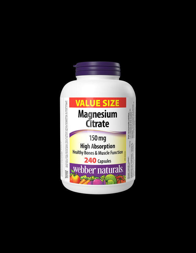 Muscle and nervous system relaxation - Magnesium citrate (with high absorption) 150 mg, 240 capsules - Nutra Best Europe
