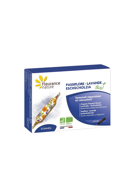 Relaxation of the nervous system - Passionflower, Lavender, Escholtia Bio, 10 drinking ampoules Fleurance Nature - Nutra Best Europe