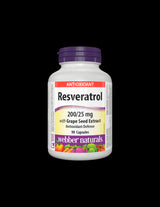 Resveratrol with Grape Seed Extract/ Resveratrol 200 mg with Grape Seed 25 mg x 90 capsules Webber Naturals - Nutra Best Europe