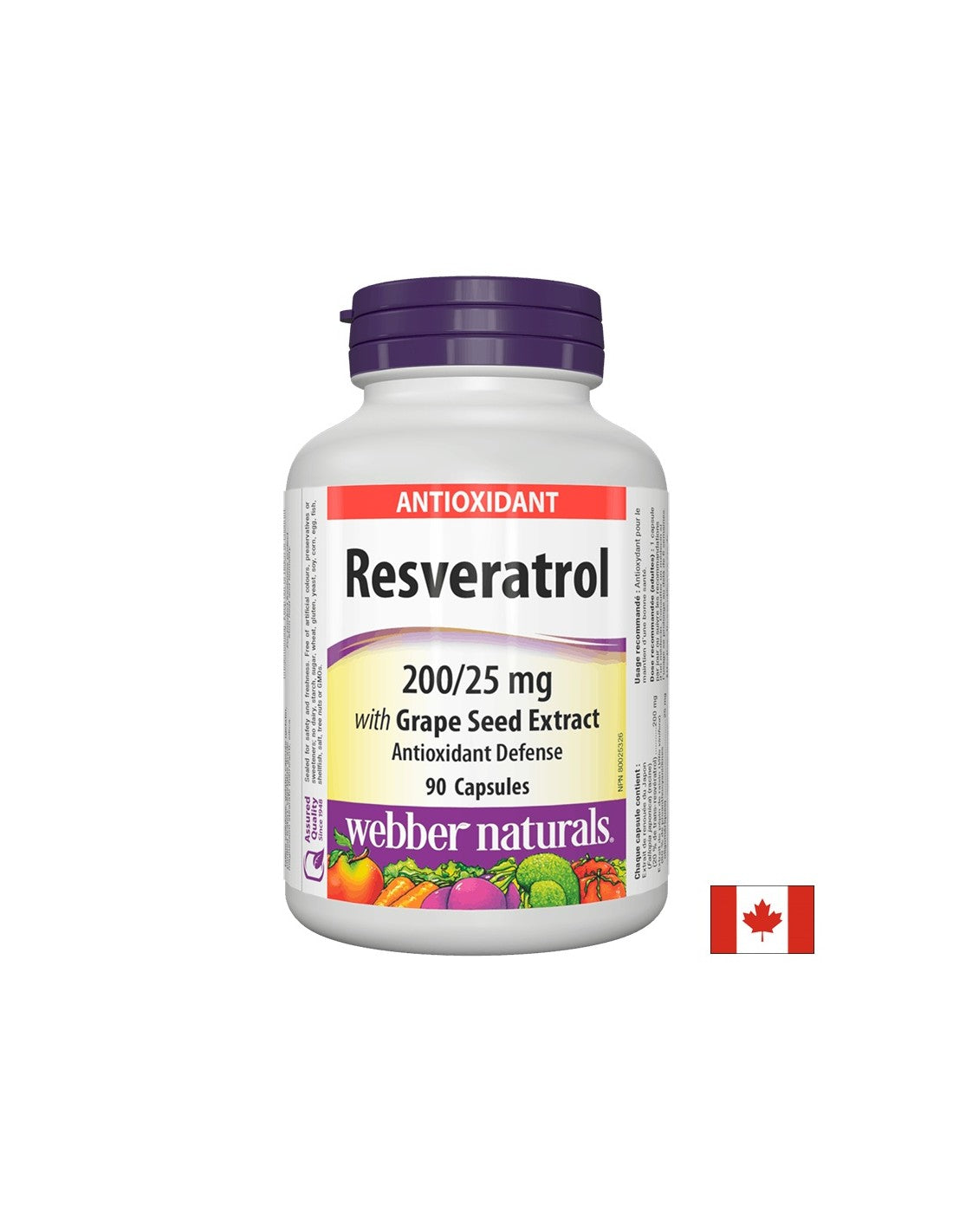 Resveratrol with Grape Seed Extract/ Resveratrol 200 mg with Grape Seed 25 mg x 90 capsules Webber Naturals - Nutra Best Europe