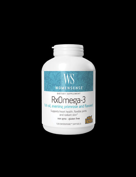 Fish Oil, Evening Primrose & Flaxseed WomenSense Rx Omega-3 - Women's Health, 120 Softgels Natural Factors - Nutra Best Europe