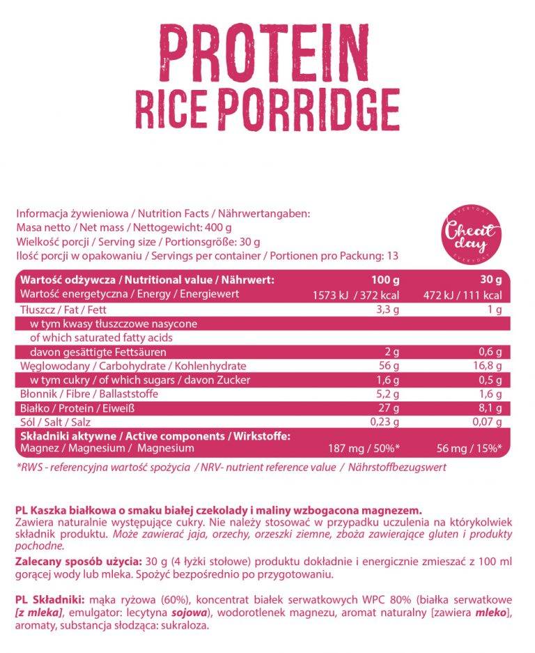 Protein Rice Porridge - 400 grams - Nutra Best Europe