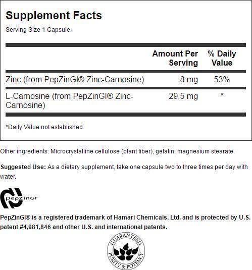 Ultra Zinc Carnosine (PepZin GI) 37.5 mg 60 capsules - Nutra Best Europe