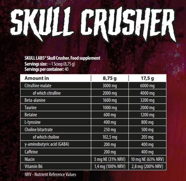 Skull Crusher Pre-Workout - 350 grams - Nutra Best Europe