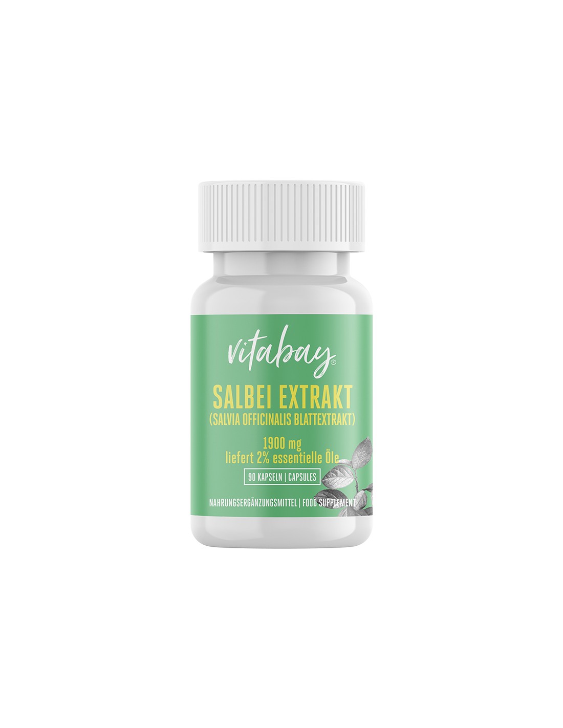 Salbei Extrakt - Sage extract 1900 mg (Salvia officinalis leaf extract, 2% essential oils), 90 capsules - Nutra Best Europe