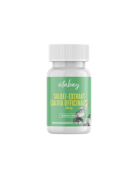 Salbei Extrakt, Sage Leaf - Sage extract 600 mg, 100 capsules Vitabay - Nutra Best Europe