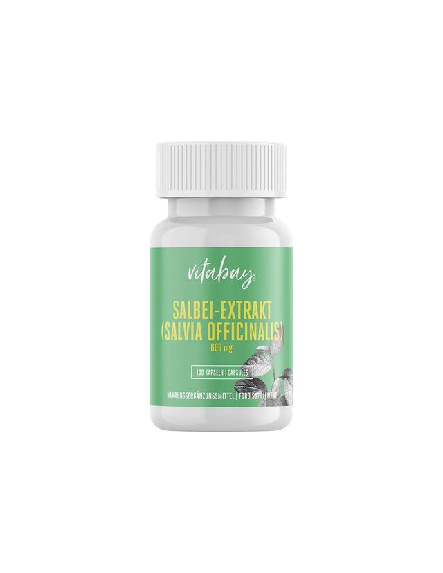 Salbei Extrakt, Sage Leaf - Sage extract 600 mg, 100 capsules Vitabay - Nutra Best Europe