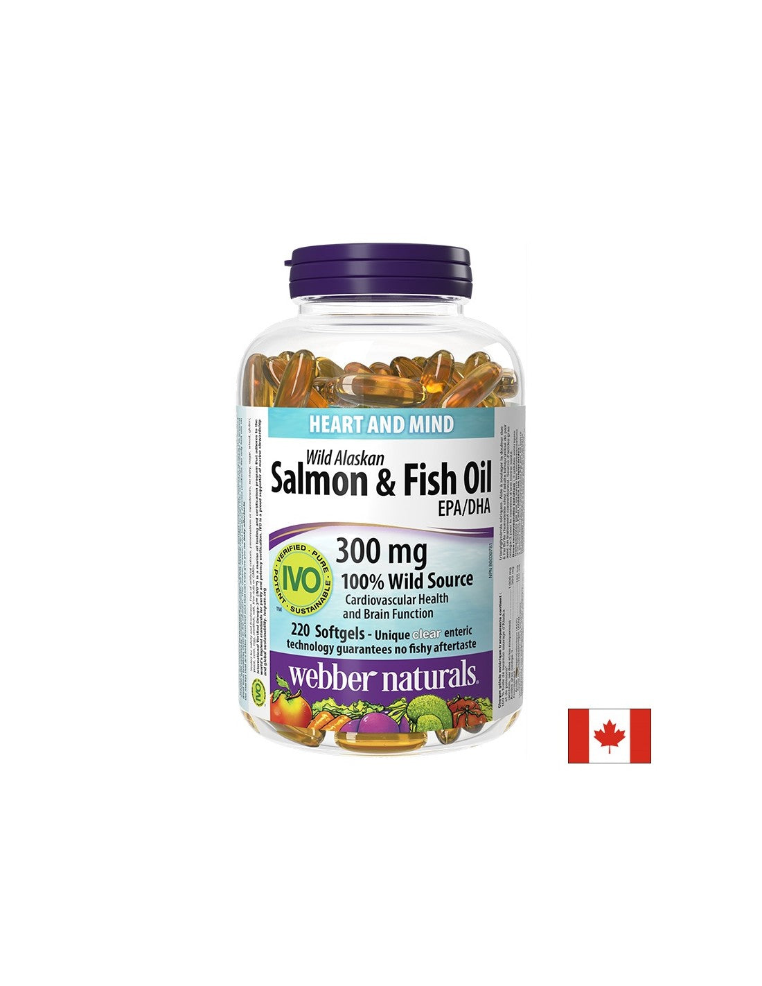 Heart & Brain Function - Wild Alaskan Salmon (Oil) (1000mg)+ Fish Oil (300mg), 220 Softgels - Nutra Best Europe