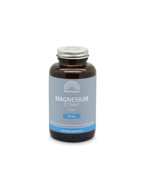 Heart, nerve and muscle function - Magnesium (citrate), 180 capsules Mattisson Healthstyle - Nutra Best Europe