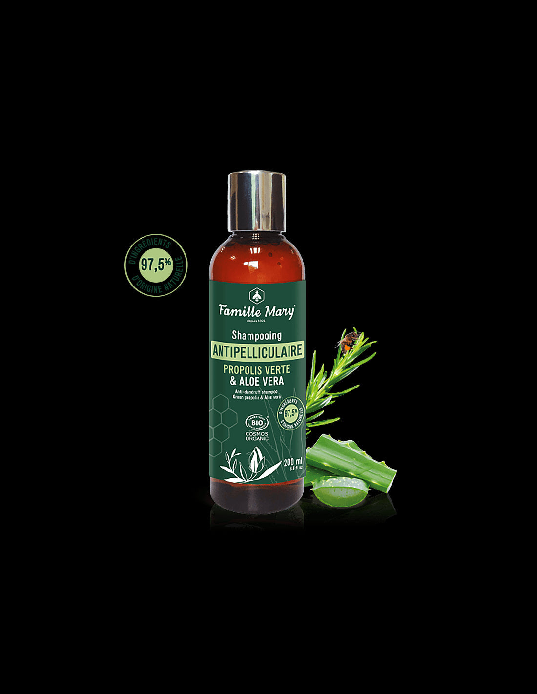 Organic anti-dandruff shampoo with aloe vera and green propolis, 200 ml - Nutra Best Europe