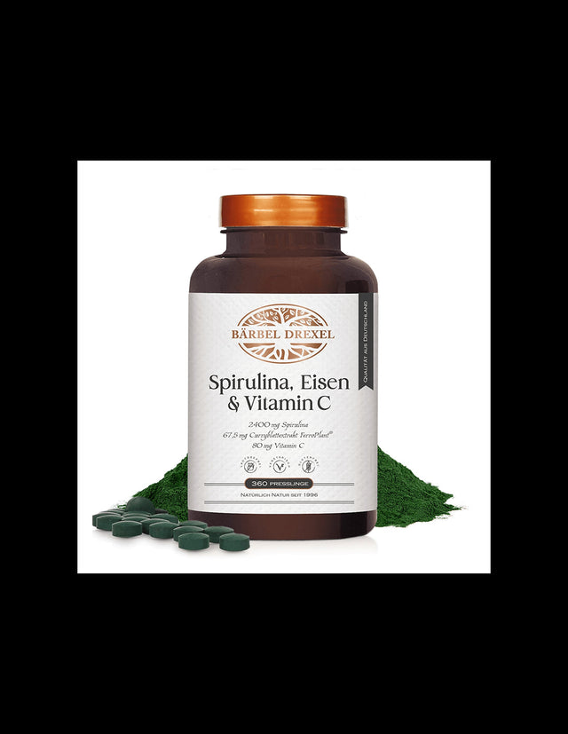 Spirulina & Curry Iron & Acerola Vitamin C - Anemia & Fatigue Formula, 360 Tablets - Nutra Best Europe