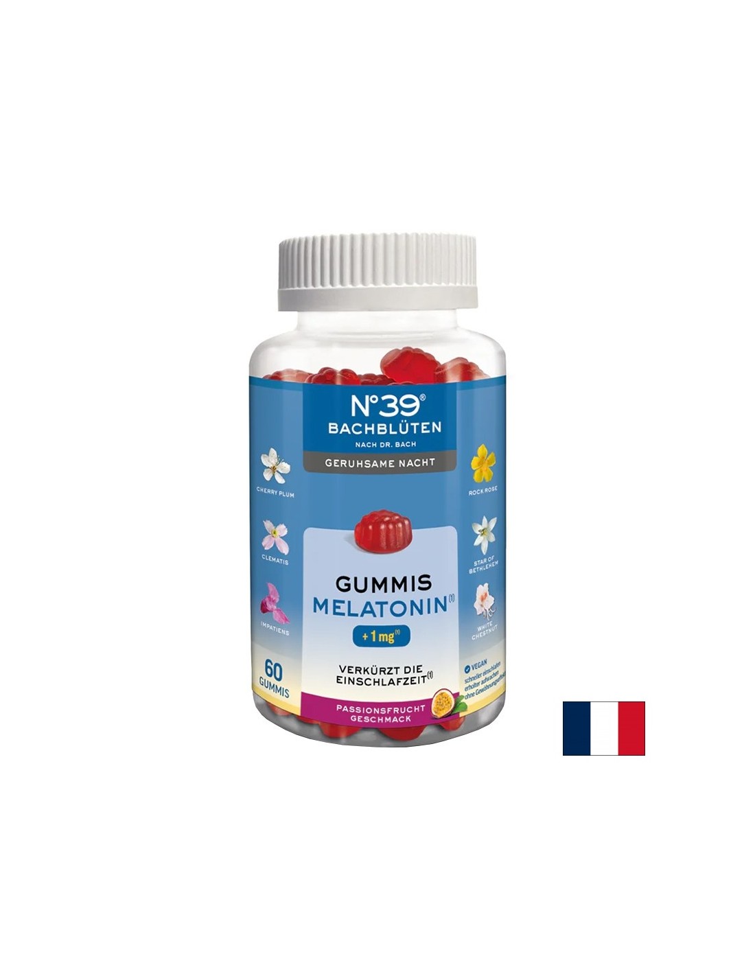 Good night - Essences of Dr. Bach + Melatonin N°39, 60 jelly tablets with fruit flavor Lemon Pharma - Nutra Best Europe