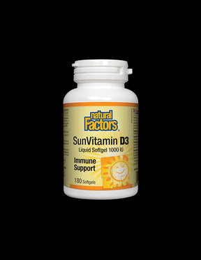 SunVitamin D3 1000 IU - 180 Gel capsules - Nutra Best Europe