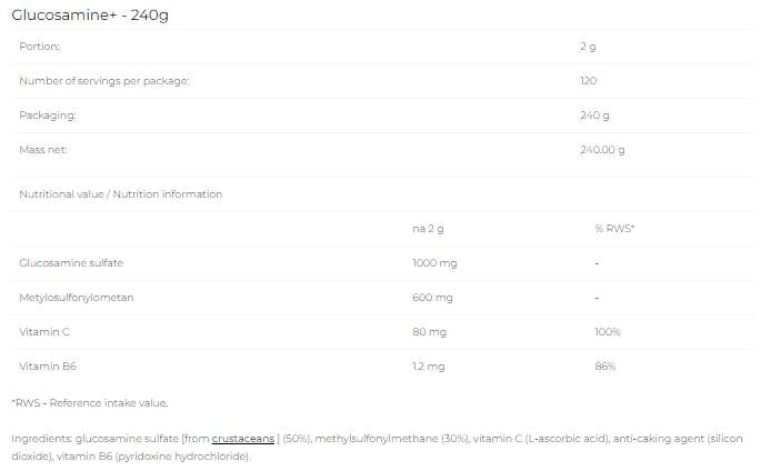 Glucosamine+ Powder - 240 grams - Nutra Best Europe