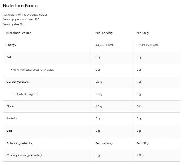 Inulin Powder 500 grams - Nutra Best Europe