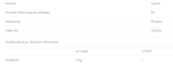 Melatonin 1 mg - 90 capsules - Nutra Best Europe