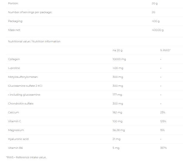 Flex Pak Powder | Collagen & Glucosamine, Chondroitin, MSM, Hyaluronic Acid - 400 grams - Nutra Best Europe