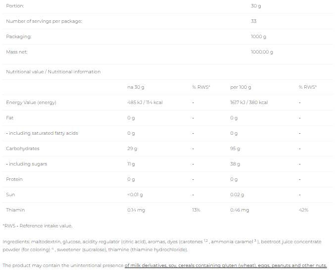 Carbo Pak - 1000 grams - Nutra Best Europe