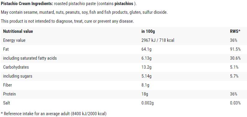 Pistachio Cream - 200 grams - Nutra Best Europe