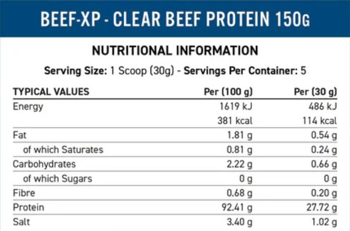Beef-XP | Clear Hydrolyzed Beef Protein - 150 grams - Nutra Best Europe