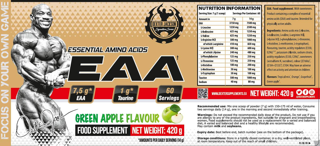 Gold Series | EAA Powder ~ Essential Amino Acids + Taurine - 420 grams - Nutra Best Europe