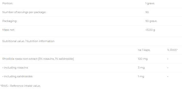 Rhodiola Rosea 100 mg - 90 capsules - Nutra Best Europe