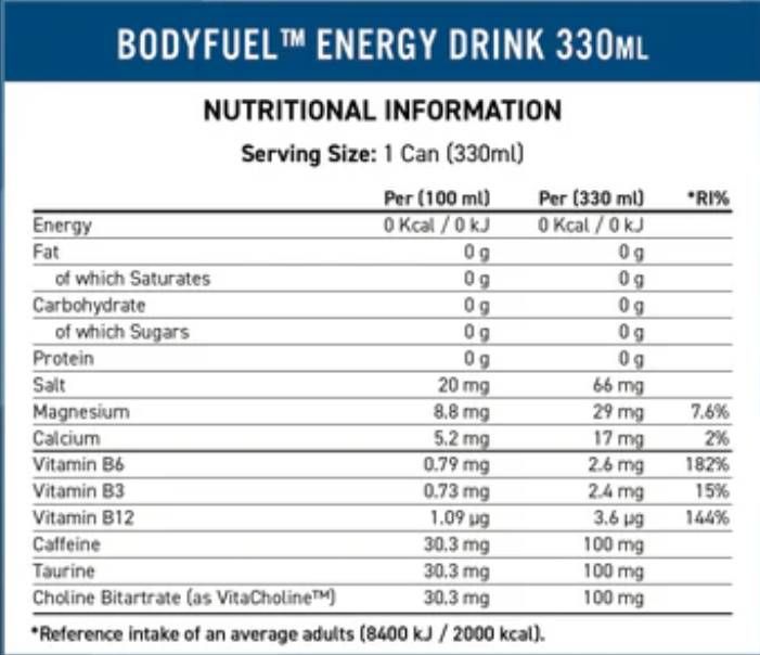 Bodyfuel Energy Cans - 330 ml - Nutra Best Europe