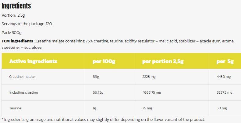 TCM Powder | Tri Creatine Malate - 300 grams - Nutra Best Europe