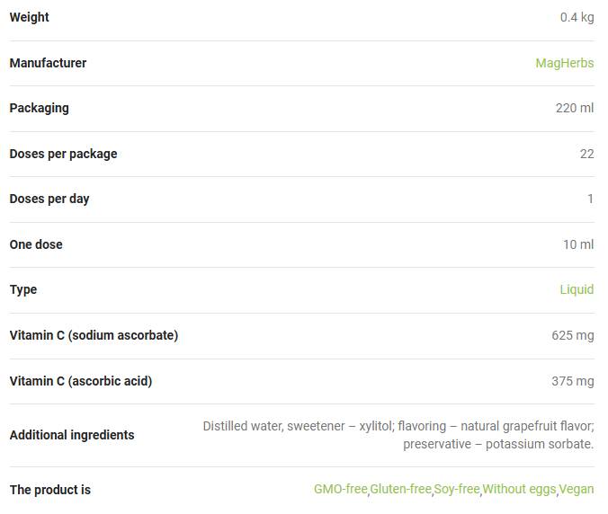 Liquid Vitamin C 1000 mg [220 ml, 22 Doses] - Nutra Best Europe