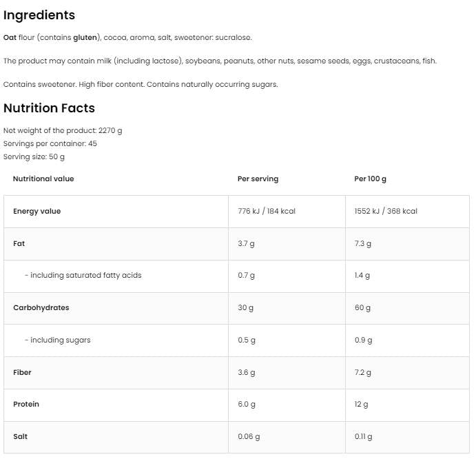 Instant Oats 2270 grams - Nutra Best Europe