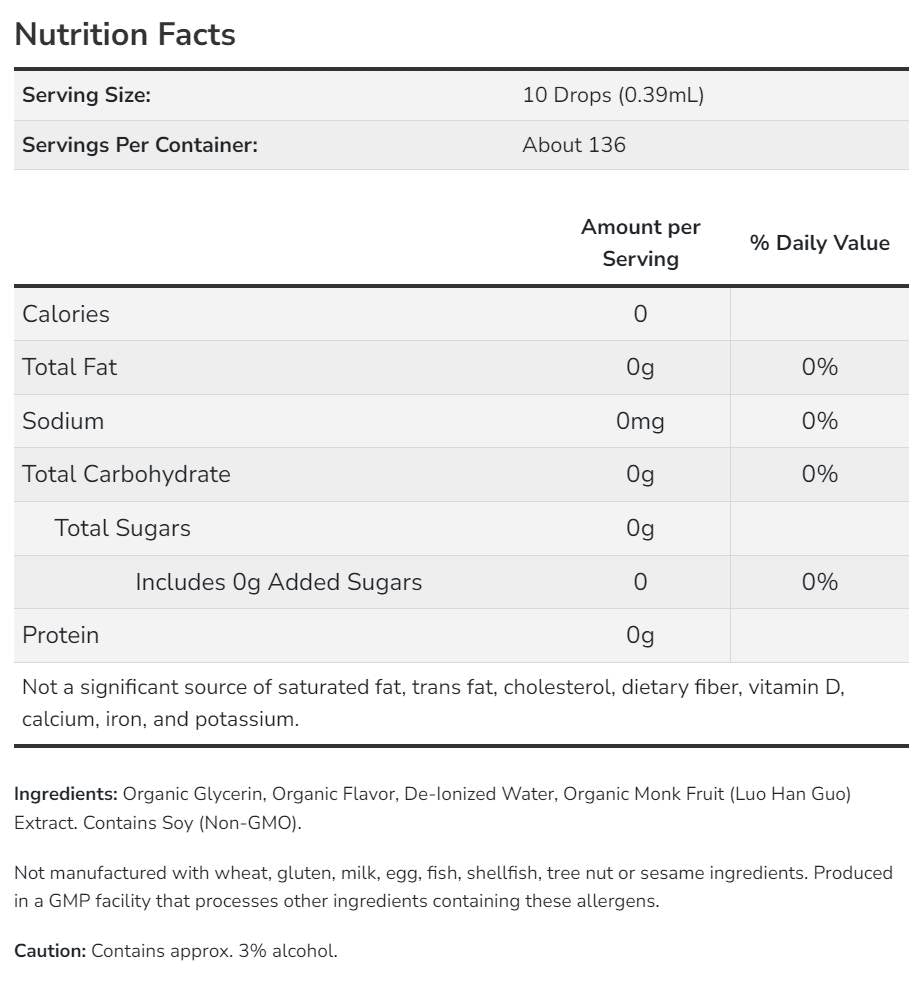Monk Fruit Liquid | Organic 53 ml - Nutra Best Europe