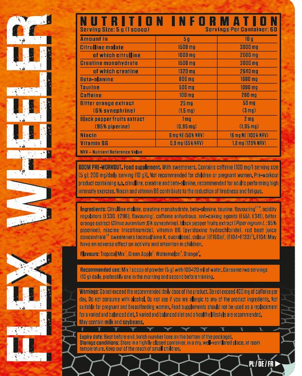 BOOM Pre-Workout Formula - 300 grams - Nutra Best Europe