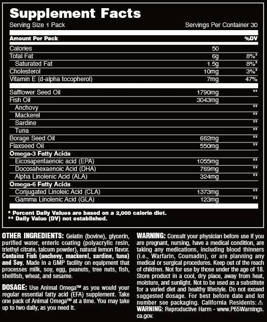 Animal Omega - 30 Packs - Nutra Best Europe