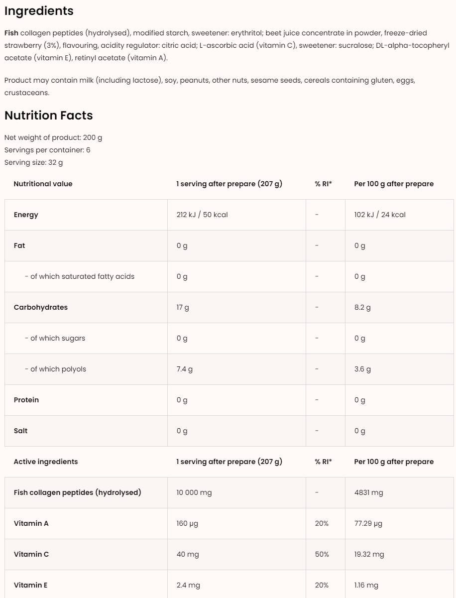 Collagen Kissel | Fish Collagen Peptides with Erythritol 200 grams - Nutra Best Europe