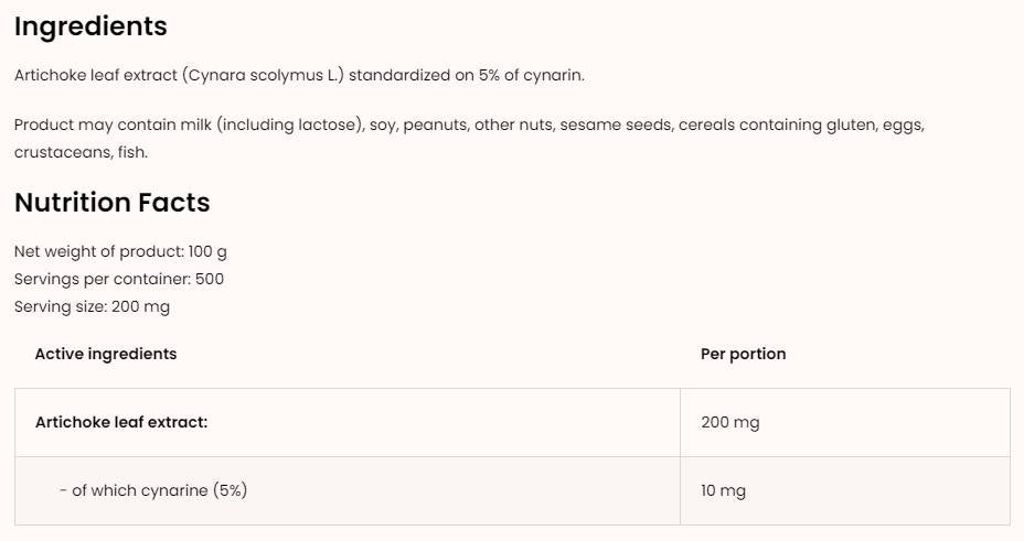 Artichoke Extract Powder 100 grams - Nutra Best Europe