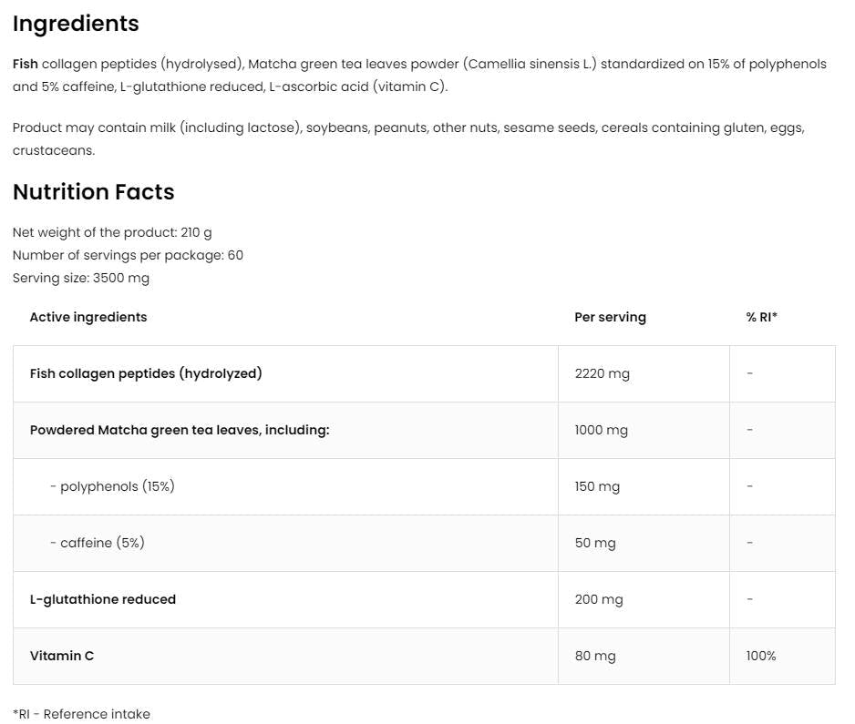 Collagen + Matcha 210 grams - Nutra Best Europe