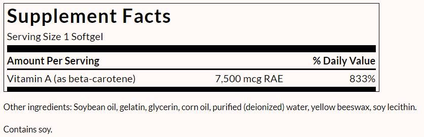 Beta-Carotene 25,000 IU - 300 Gel capsules - Nutra Best Europe