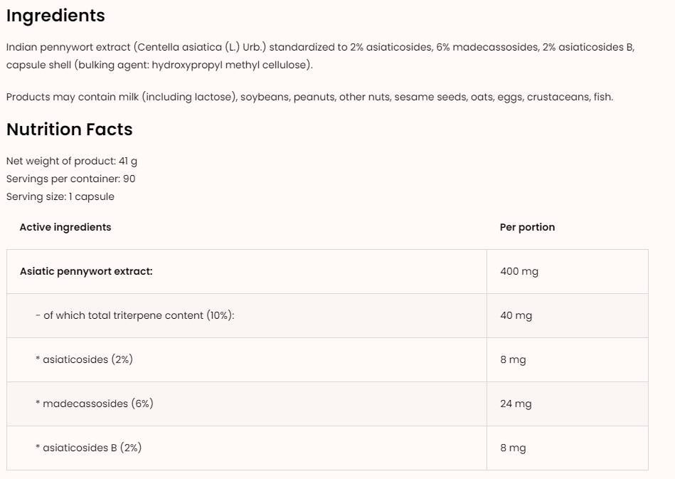 Gotu Kola 400 mg / Vege 90 capsules - Nutra Best Europe