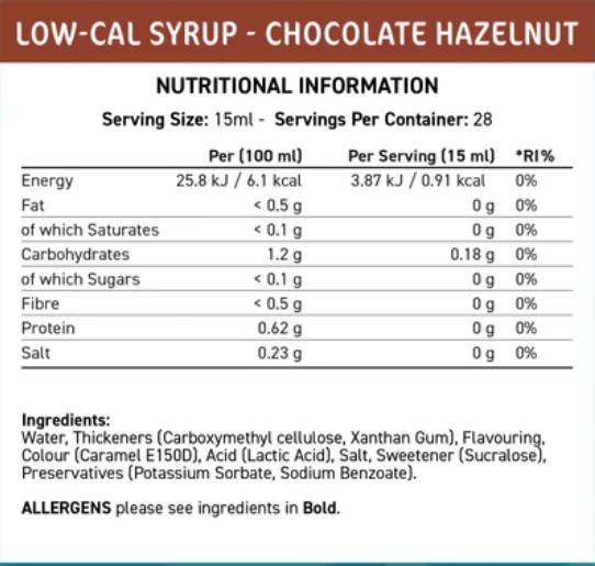 Fit Cuisine Low-Cal Syrup | Chocolate Hazelnut - 425 ml - Nutra Best Europe