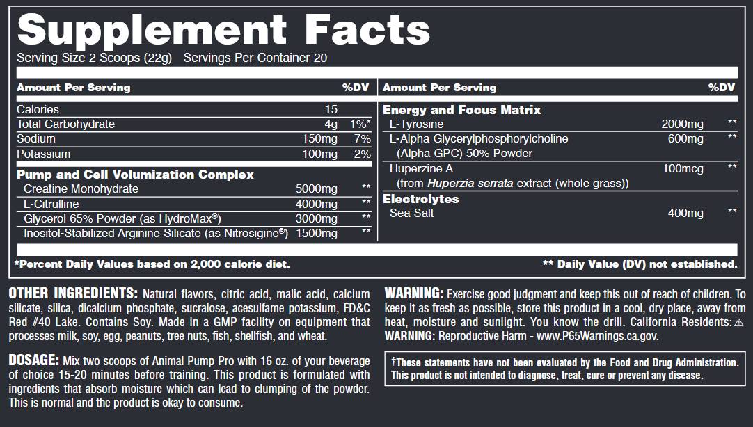 Animal Pump Pro - 440 grams - Nutra Best Europe