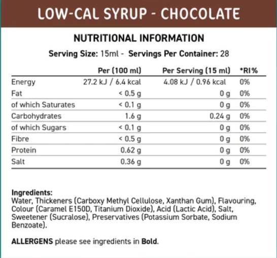 Fit Cuisine Low-Cal Syrup | Chocolate - 425 ml - Nutra Best Europe