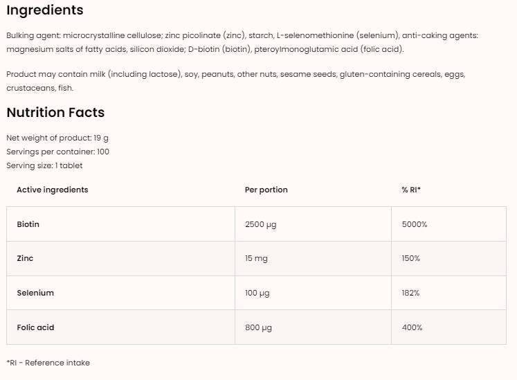 Biotin Plus 2500 mcg 100 Tablets - Nutra Best Europe